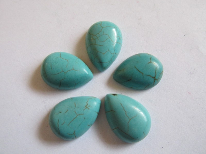 (image for) 13x18mm Turquoise tear drop cabochons (bag of 5) #CAB-23